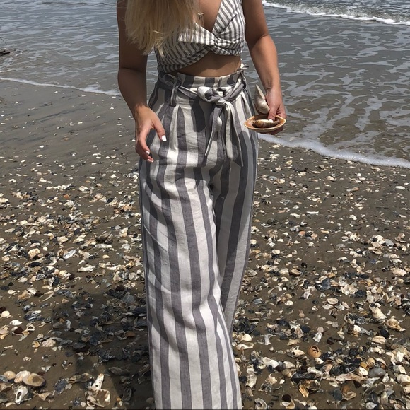 Olivaceous Pants - Olivaceous Linen Stripe Set Size S